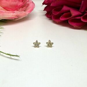 NEW⚜️14K Over Sterling Silver CZ Flower Stud Earrings